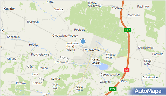 mapa Konaszówka, Konaszówka na mapie Targeo